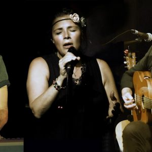 Auf dem Bild sind in einer Collage die drei Musiker des Jessica Born Trios zu sehen.