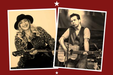 Auf der Bildcollage sind die Singer-Songwriter Annika Fehling und Markus Rill mit Gitarren zu sehen.