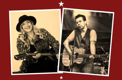 Auf der Bildcollage sind die Singer-Songwriter Annika Fehling und Markus Rill mit Gitarren zu sehen.