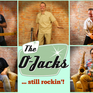 Auf dem Bild sind die fünf Musiker von The O-Jacks in einer Collage zu sehen.